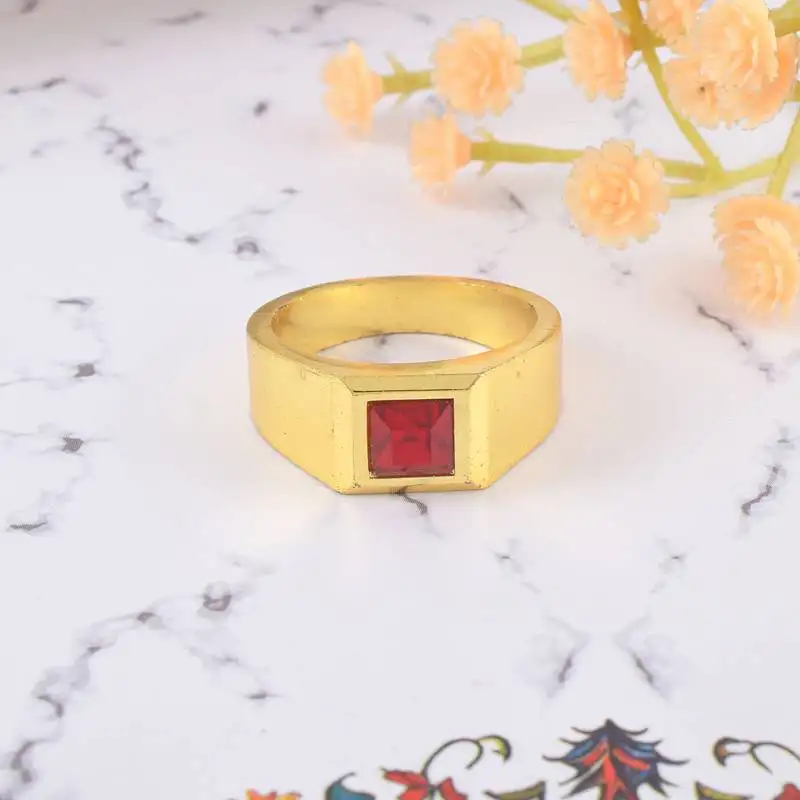 Brass gold natural real ruby ring