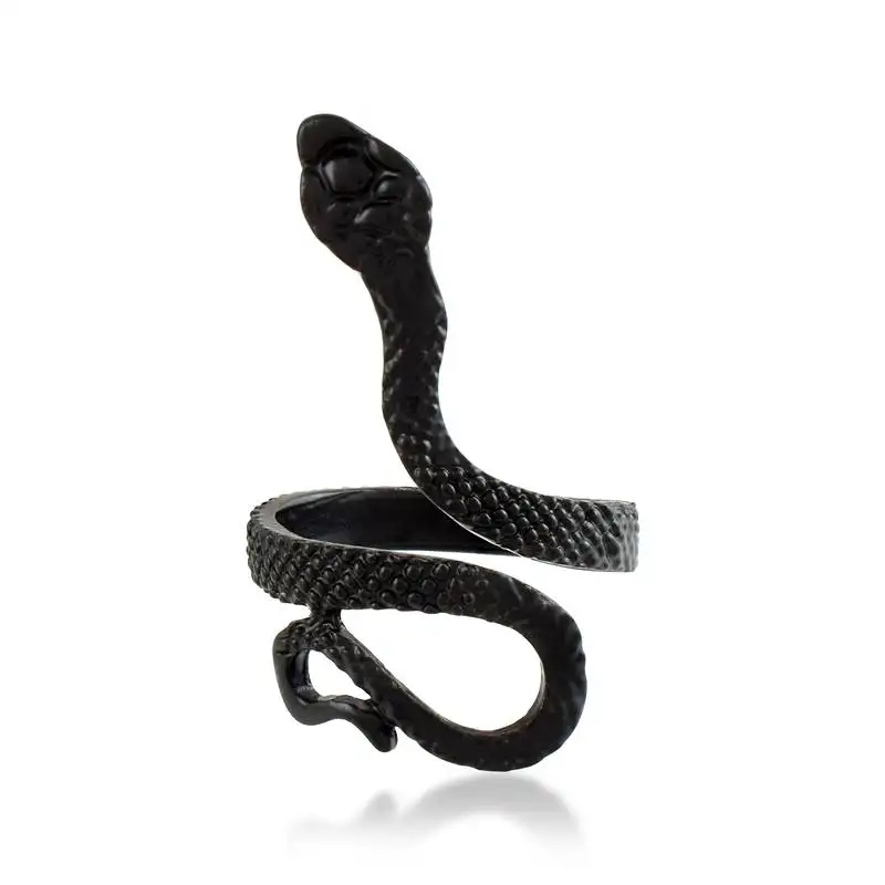 Brass black serpent cobra snake finger ring