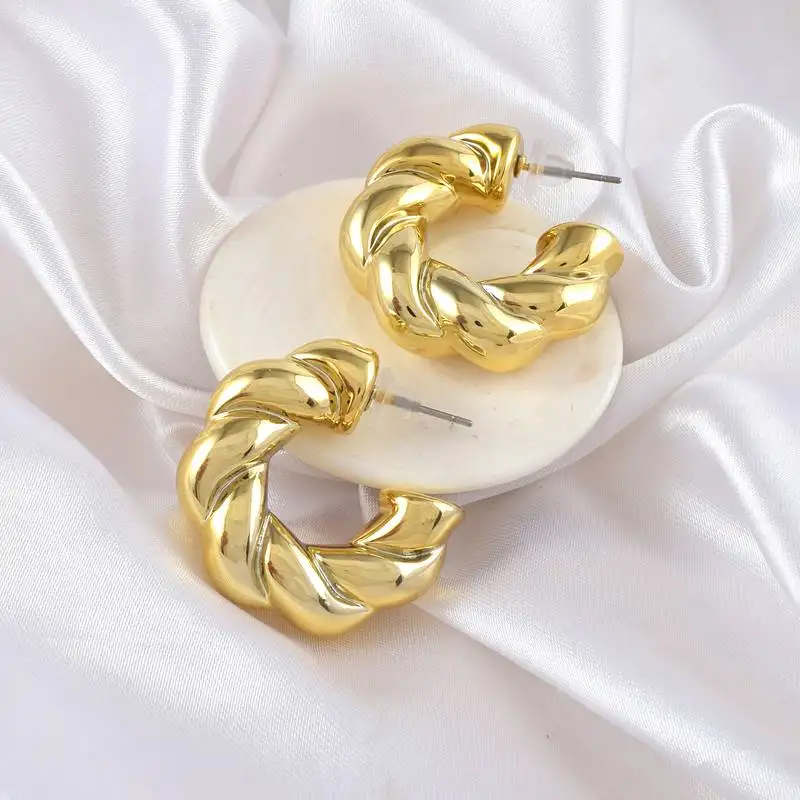 Acrylic goldplated twisted hoop earrings women