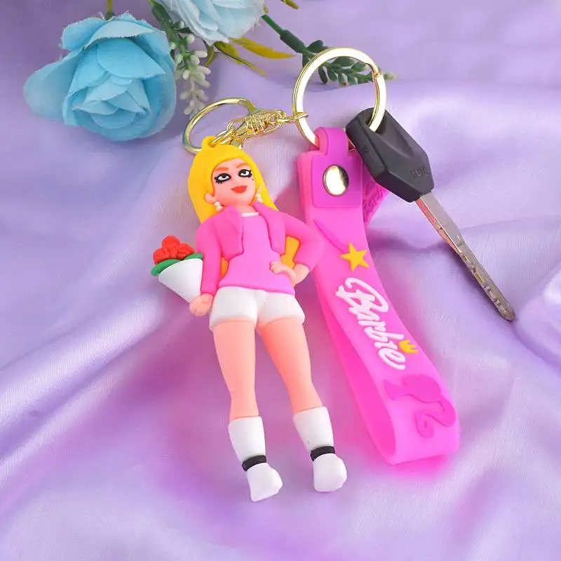 Polyresin disney doll inspired keychain for girls women