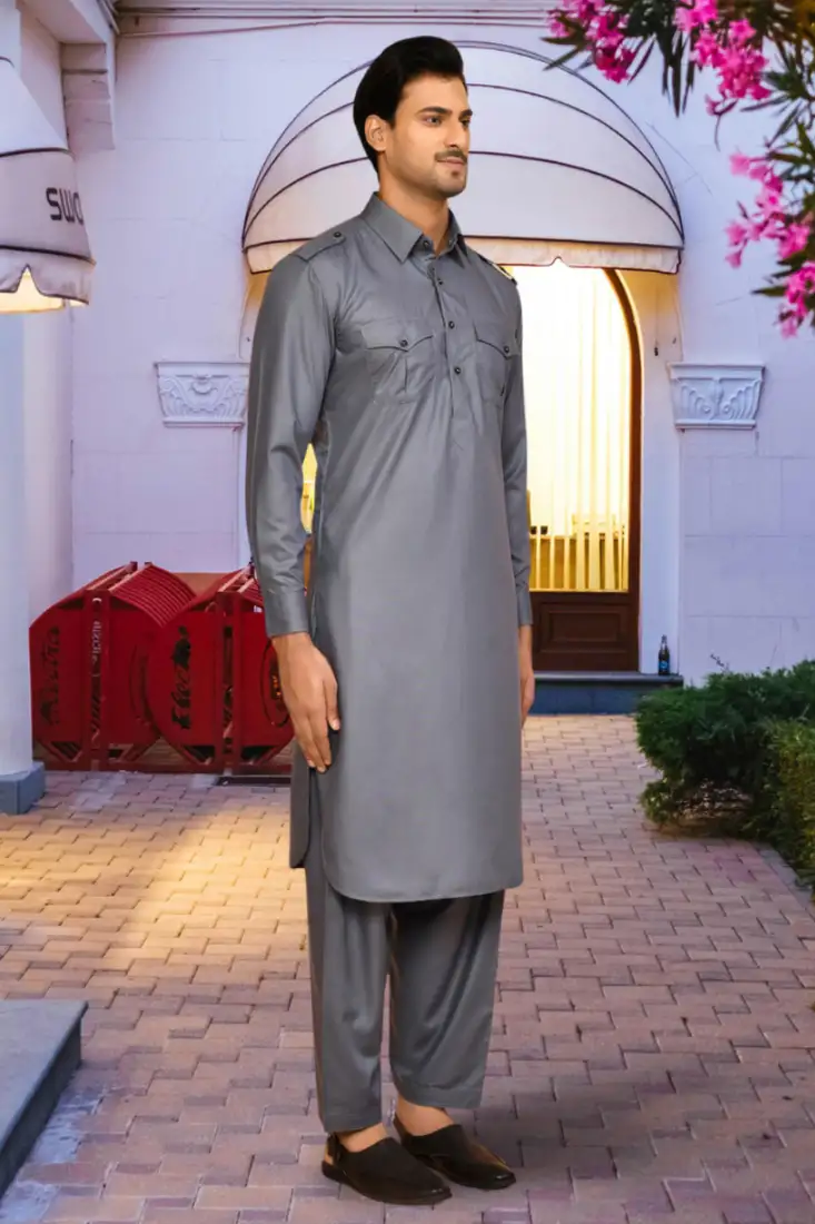 Brown embroidered georgette saree with blouse