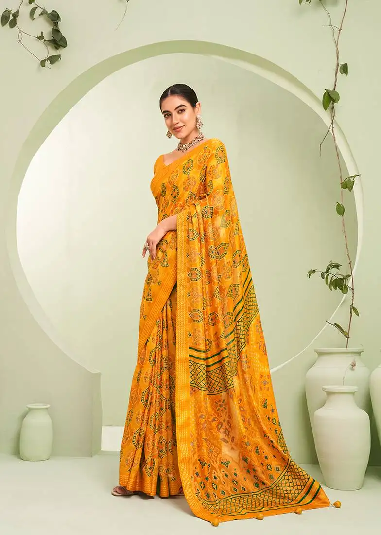 Amber ceremonial paisley printed georgette designer saree