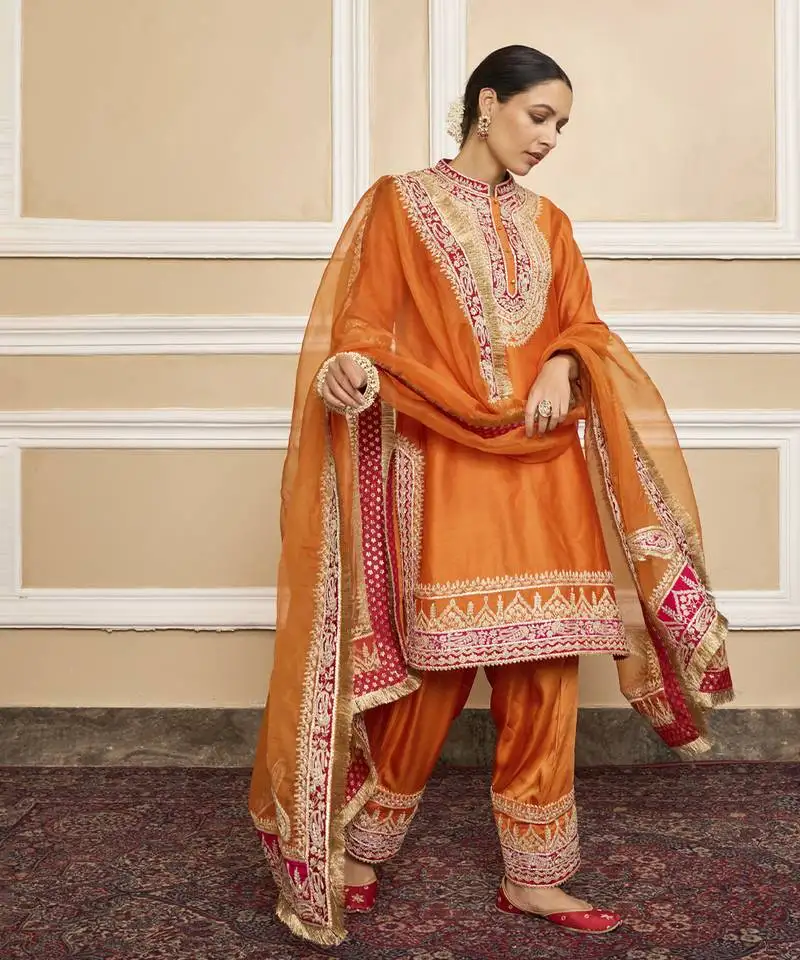 Afsaana orange kurta set
