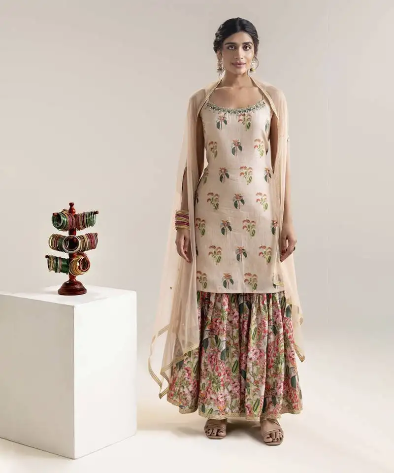 Aarani embroidered sharara set with a cape