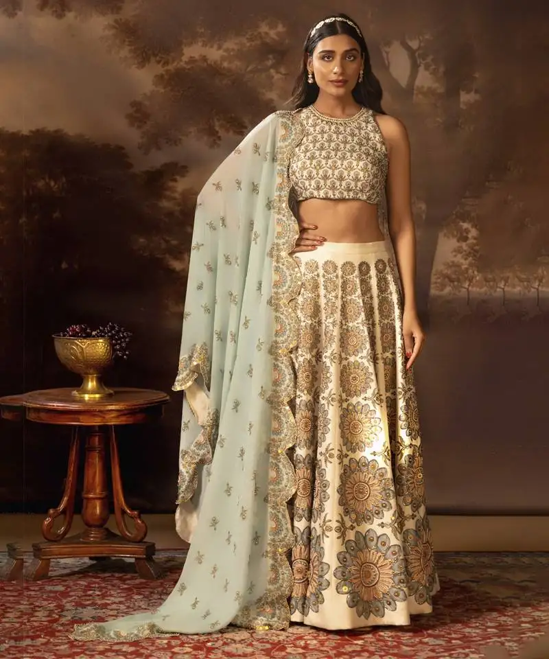 Beige eraya embroidered lehengha set