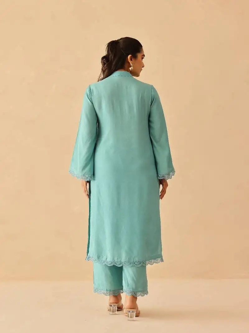 Aqua blue iris tunic set