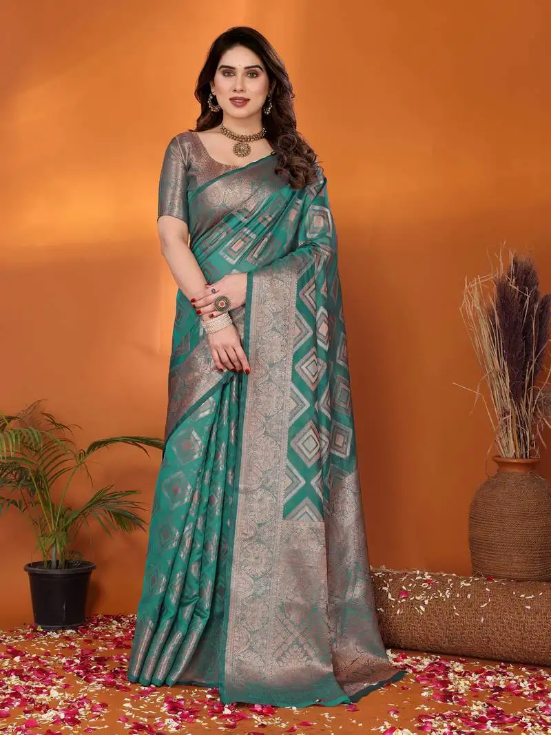 Woven ikkat art-silk saree