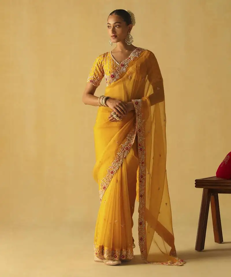 Afsa - mustard saree set