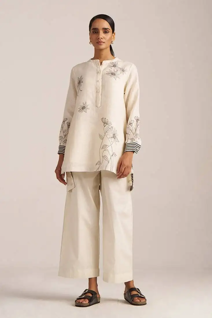 Ivory and black linen co-ord set