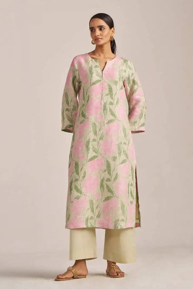 Moth and prism pink bold floral linen co-ord set