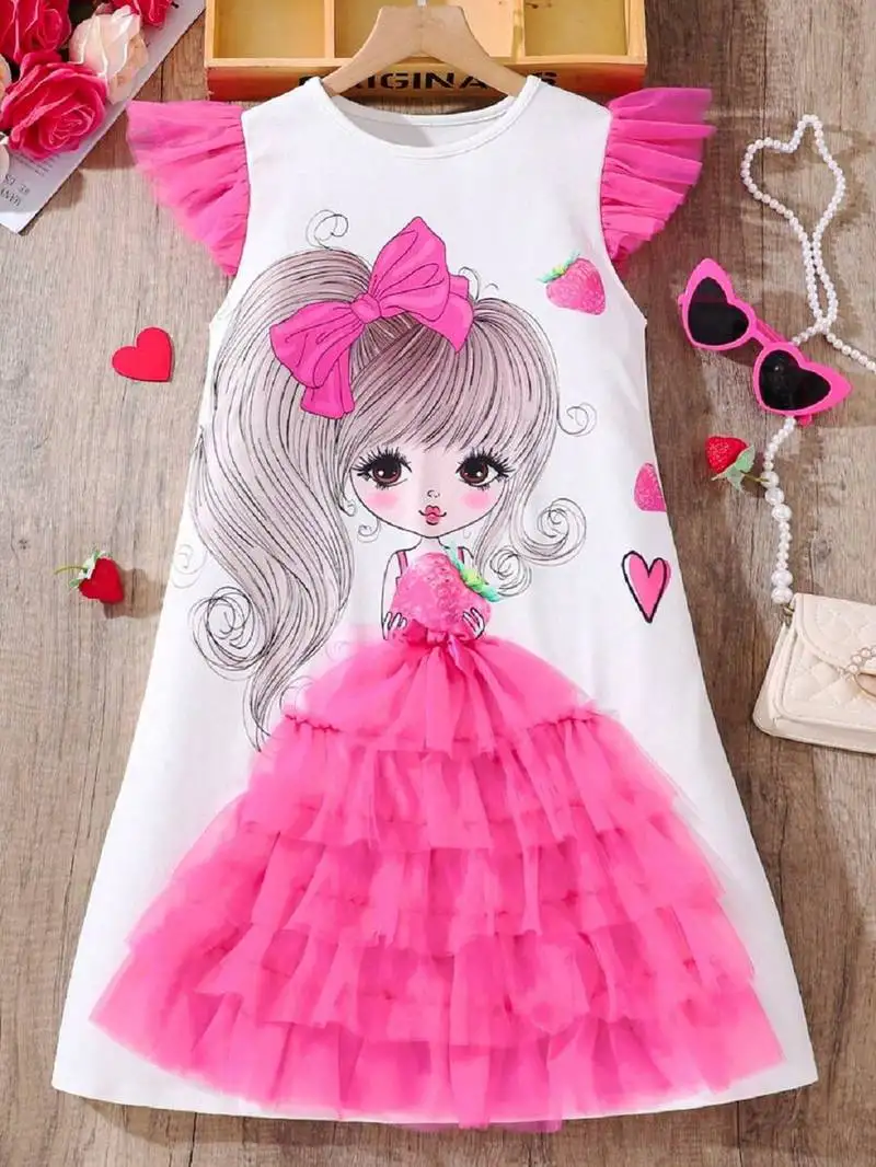 Adorable princess vibes white & pink tulle dress