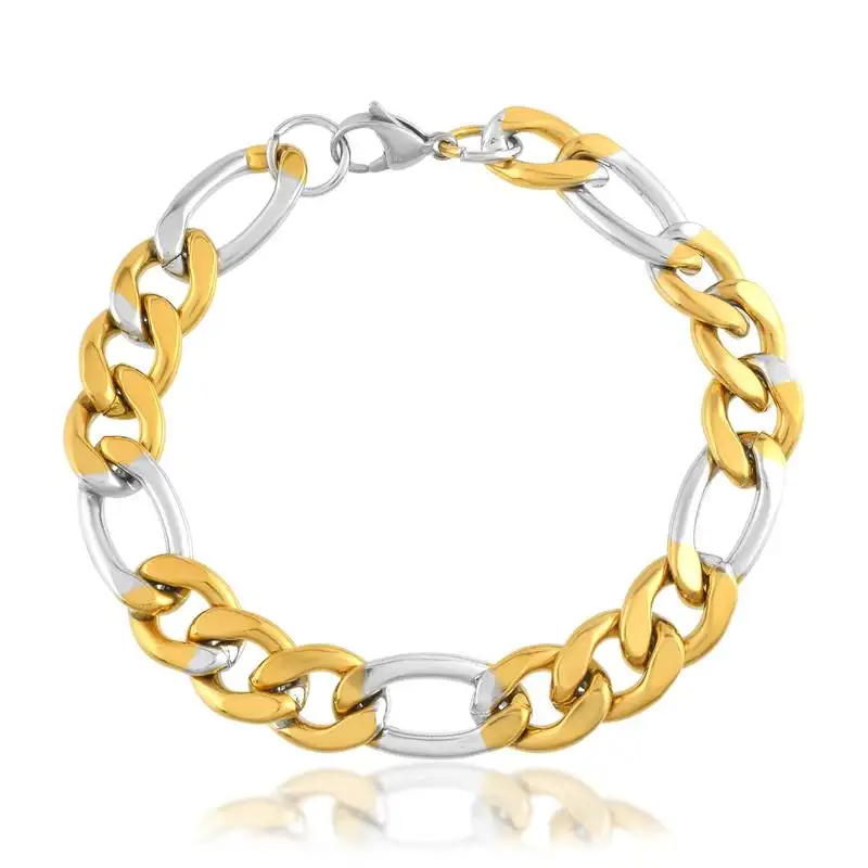 Brass dual colour gold plated heavy men bracelet