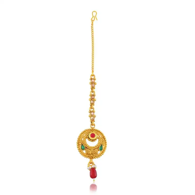 Brass gold mang tikka for women