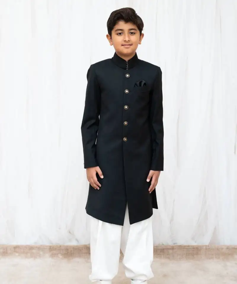 Black sherwani with salwar
