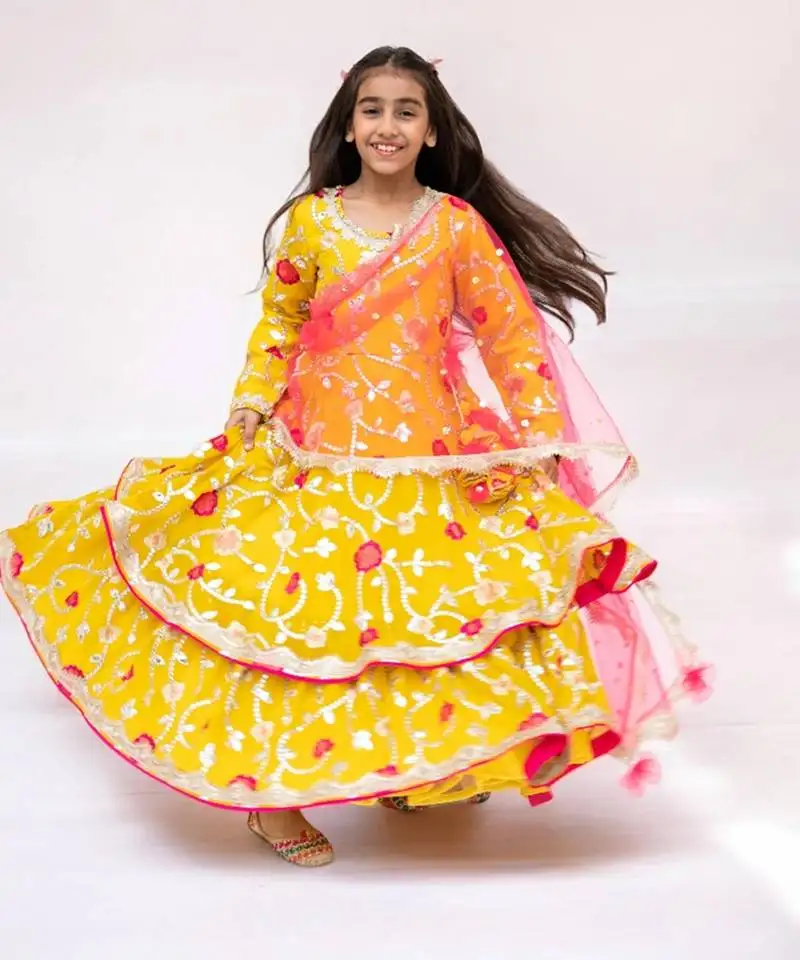 Yellow gota embroidered anarkali