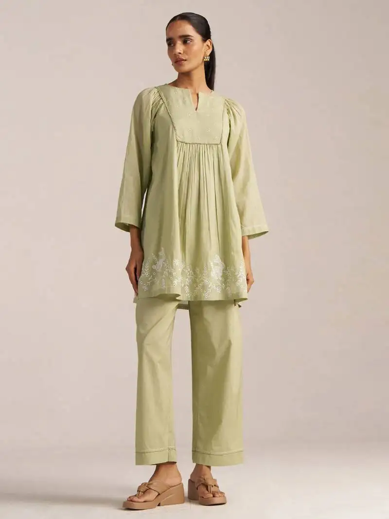 Sage green embroidered co-ord set